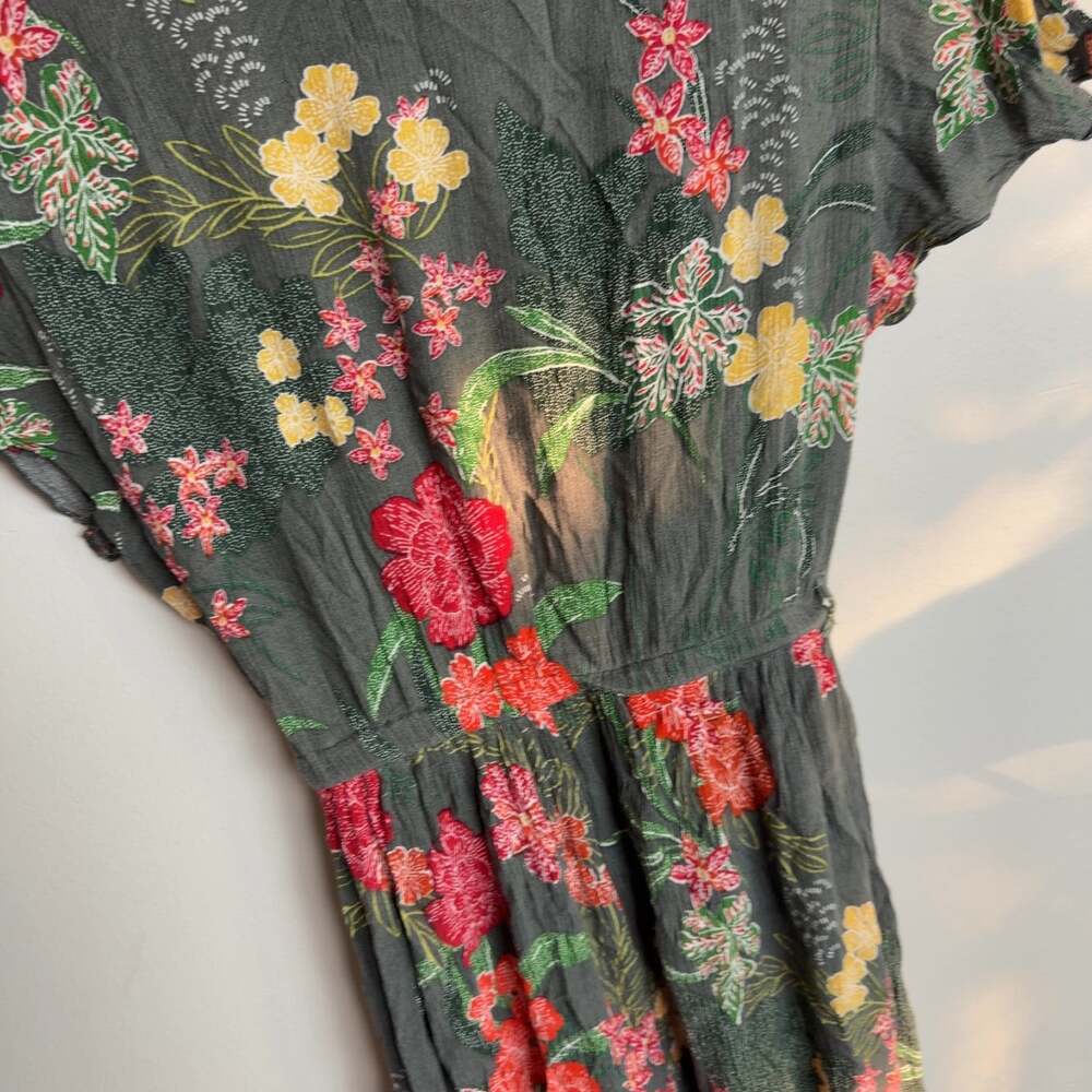 Patrons of Peace Floral Wrap Maxi Dress Size Medium Rayon Short Sleeve Women’s - Picture 5 of 8